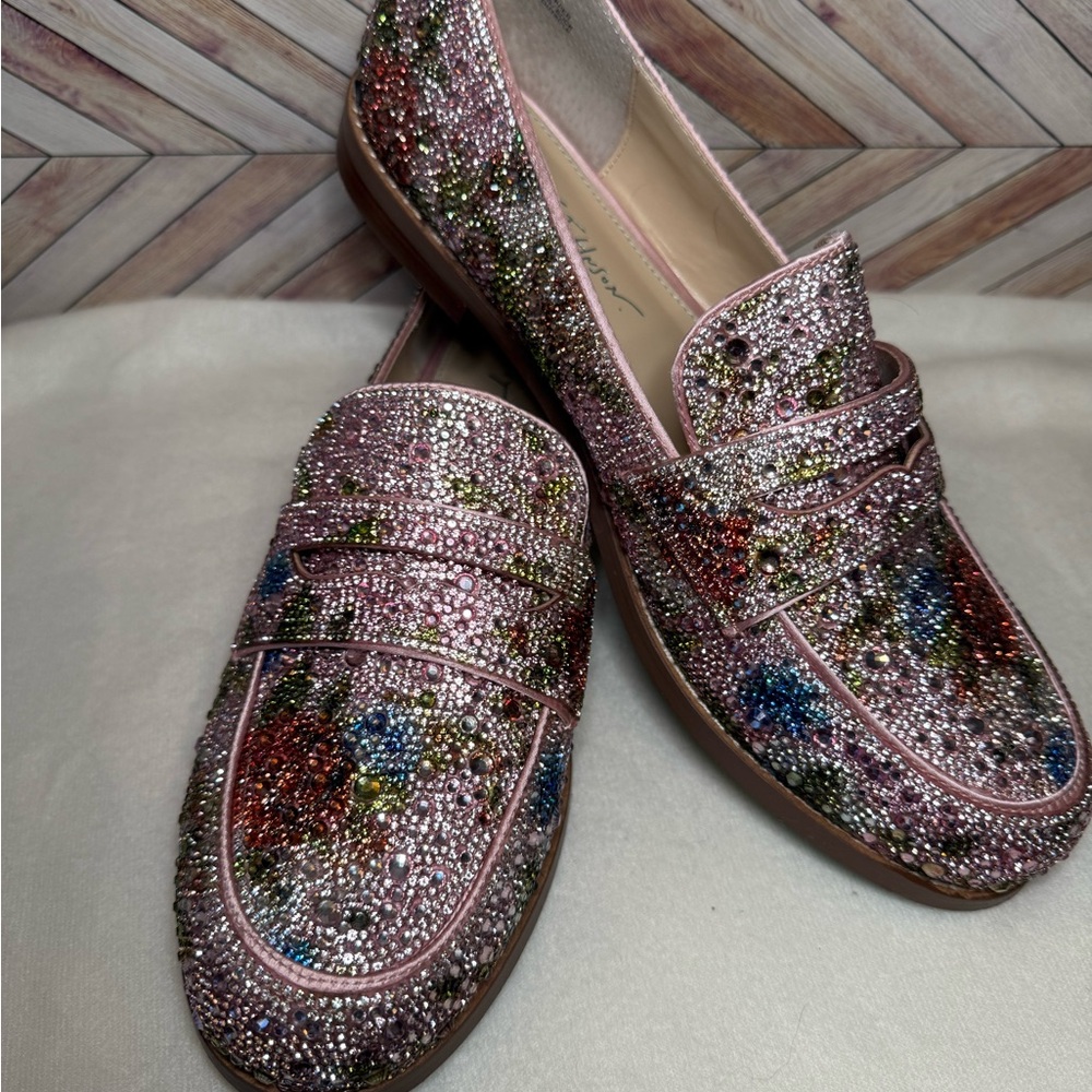 Betsey Johnson rhinestone shoes. Pink and multi color. Size 9.5.